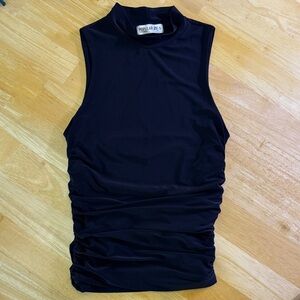 Black Sleeveless Mock Neck Women's Top